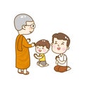 Cartoon Offering to Buddhist. Royalty Free Stock Photo