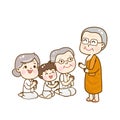 Cartoon Offering to Buddhist. Royalty Free Stock Photo