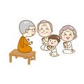 Cartoon Offering to Buddhist. Royalty Free Stock Photo