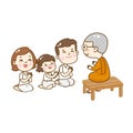 Cartoon Offering to Buddhist. Royalty Free Stock Photo