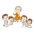 Cartoon Offering to Buddhist. Royalty Free Stock Photo