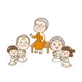 Cartoon Offering to Buddhist. Royalty Free Stock Photo