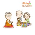 Cartoon Offering to monk vector.