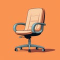 Cartoon Office Chair Illustration In Light Orange And Crimson