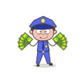 Cartoon Officer Showing Money