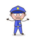 Cartoon Officer Zipper-Mouth Face Vector