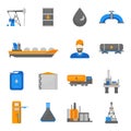 Cartoon Oil Petroleum Processing Icons Set. Vector Royalty Free Stock Photo