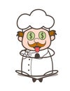 Cartoon Old Chef Money-Mouth Face Vector Illustration