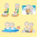 Cartoon old couple get warm Royalty Free Stock Photo