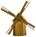 cartoon old farm wooden windmill isolated illustration for children Royalty Free Stock Photo