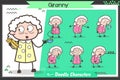 Cartoon Old Grandma Character Different Expressions and Poses Vector Set Royalty Free Stock Photo