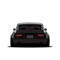 Cartoon old japan tuned car isolated. Back view. Vector illustration