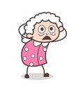 Cartoon Old Lady with Flushed Face Vector Illustration