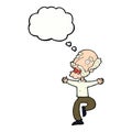 cartoon old man having a fright with thought bubble