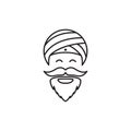 Cartoon old man indian with turban logo design vector graphic symbol icon illustration creative idea
