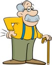 Cartoon old man leaning on a cane.