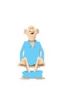 Cartoon of old man in pyjamas sitting on a toilet