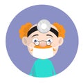 Cartoon Old Pathologist Surgeon with Face Mask and Spotlight Vector