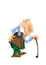 Cartoon of very old man with a bad back Royalty Free Stock Photo