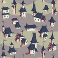 Cartoon old town seamless pattern Royalty Free Stock Photo