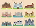 Cartoon old vector castle tower icon flat architecture illustration fantasy house fairytale medieval castle kingstone Royalty Free Stock Photo