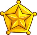 Cartoon Old Western Sheriff Shield With Gold Star
