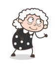 Cartoon Old Woman Ready to Run Vector Illustration