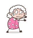 Cartoon Old Woman Running and Trying to Catch Vector Illustration Royalty Free Stock Photo