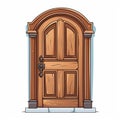 Cartoon Old Wooden Door: Meticulously Detailed 2d Game Art