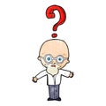 cartoon older man with question