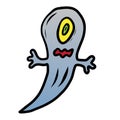 Cartoon of a one eyed blue spooky ghost