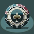 cartoon one poker chips icon for play casino games. illustration vector Royalty Free Stock Photo