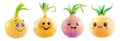 Cartoon onion characters with different emotions Royalty Free Stock Photo