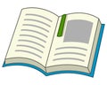 Cartoon Open Book with Bookmark Icon