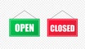 Cartoon open closed red green. Shop signs. Vector illustration. stock image. Royalty Free Stock Photo