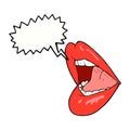 cartoon open mouth with speech bubble