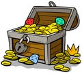 Cartoon open treasure chest with gold coins Royalty Free Stock Photo