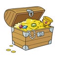 Cartoon opened treasure chest on white background Royalty Free Stock Photo