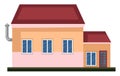 Cartoon orange building with red roof vector illustartion