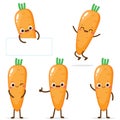 Cartoon cute orange carrot emoji with banner