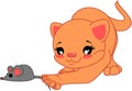 Cartoon orange cat and a mouse