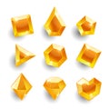 Cartoon orange different shapes crystals,