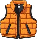 Cartoon Orange Down Vest. Waistcoat Vector