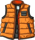 Cartoon Orange Down Vest. Waistcoat Vector