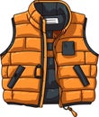 Cartoon Orange Down Vest. Waistcoat Vector