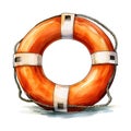 Cartoon Orange Lifebuoy Clipart AI Generated