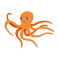 Cartoon orange octopus. Vector illustration