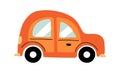 Cartoon orange passenger car. Side view vector.