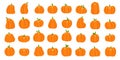 Cartoon orange pumpkin. Halloween october holiday decorative pumpkins. Yellow gourd, healthy squash vegetable vector Royalty Free Stock Photo