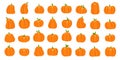 Cartoon orange pumpkin. Halloween october holiday decorative pumpkins. Yellow gourd, healthy squash vegetable vector illustration Royalty Free Stock Photo